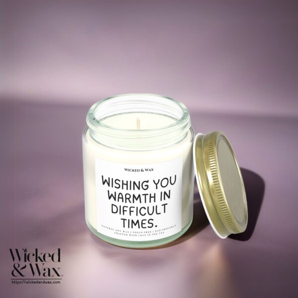 Grief Support Candle | Sympathy Gift | 'Wishing you warmth in difficult times.' - Image 2