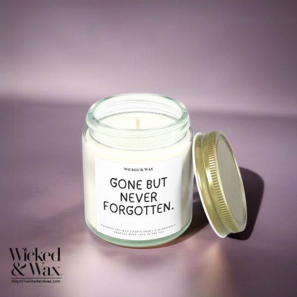 Grief Support Candle | Sympathy Gift | 'Gone but never forgotten.' - Image 2