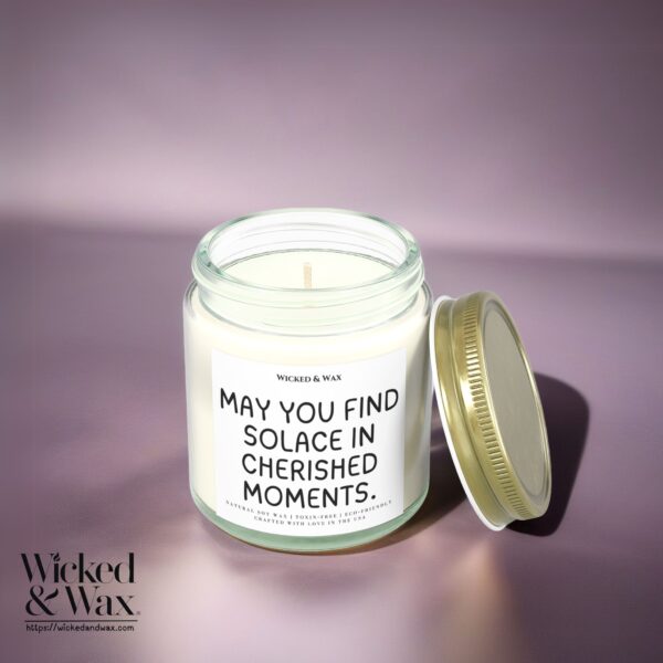 Grief Support Candle | Sympathy Gift | 'May you find solace in cherished moments.' - Image 2